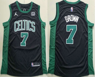 Men's Boston Celtics #7 Jaylen Brown Jordan 75th Anniversary Diamond 2021 Stitched Jersey With Sponsor