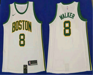 Men's Boston Celtics #8 Kemba Walker White With Gold 2019 Nike NBA Swingman City Edition Jersey