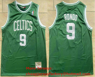 Men's Boston Celtics #9 Rajon Rondo Green Hardwood Classics Soul Swingman Stitched NBA Throwback Jersey