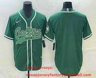 Men's Boston Celtics Blank Green Stitched Baseball Jersey 11