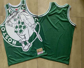 Men's Boston Celtics Green Big Face Mitchell Ness Hardwood Classics Soul Swingman Throwback Jersey