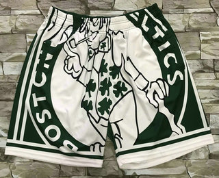 Men's Boston Celtics Green Big Face Mitchell Ness Hardwood Classics Soul Swingman Throwback Shorts