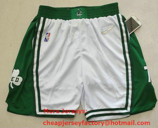 Men's Boston Celtics White 75th Anniversary Diamond 2021 Stitched Shorts