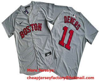 Men's Boston Red Sox #11 Rafael Devers Grey Limited Stitched Jersey