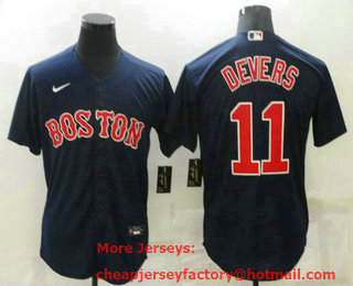 Men's Boston Red Sox #11 Rafael Devers Navy Blue New Cool Base Stitched Nike Jersey