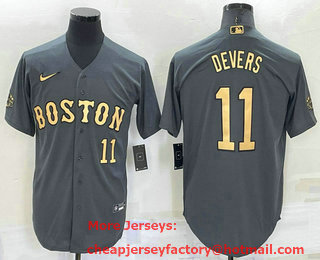 Men's Boston Red Sox #11 Rafael Devers Number Grey 2022 All Star Stitched Cool Base Nike Jersey
