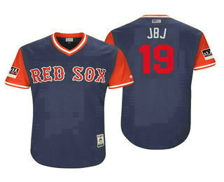 Men's Boston Red Sox #19 Jackie Bradley Jr. JBJ Navy Red 2018 Players' Weekend Authentic Jersey