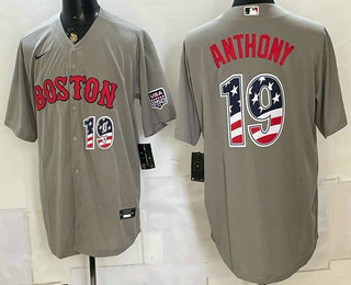Men's Boston Red Sox #19 Roman Anthony Grey 2026 USA 250 Fourth of July Home Stitched Jersey