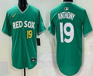 Men's Boston Red Sox #19 Roman Anthony Name Green 2025 City Connect Limited Jersey