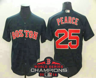 Men's Boston Red Sox #25 Steve Pearce Navy Blue 2018 MLB World Series Champions Patch Stitched MLB Majestic Cool Base Jersey