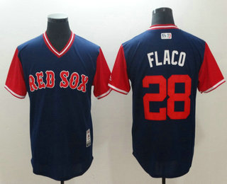 Men's Boston Red Sox #28 J.D. Martinez Flaco Navy Red 2018 Players' Weekend Authentic Jersey