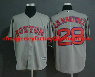 Men's Boston Red Sox #28 J.D. Martinez Gray Stitched MLB Cool Base Jersey