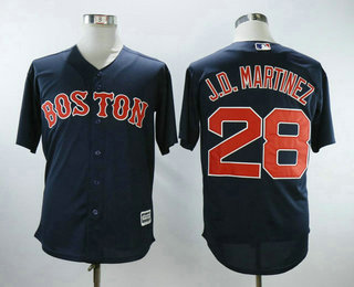 Men's Boston Red Sox #28 J.D. Martinez Navy Blue Stitched MLB Cool Base Jersey