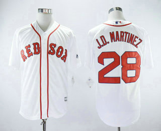 Men's Boston Red Sox #28 J.D. Martinez White Stitched MLB Cool Base Jersey