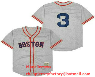 Men's Boston Red Sox #3 Jimmie Foxx Gray 1936 Throwback Jersey