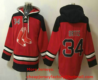 Men's Boston Red Sox #34 David Ortiz Red Ageless Must Have Lace Up Pullover Hoodie