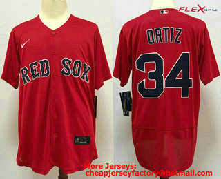 Men's Boston Red Sox #34 David Ortiz Red Stitched MLB Flex Base Nike Jersey