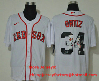 Men's Boston Red Sox #34 David Ortiz White Unforgettable Moment Stitched Fashion MLB Cool Base Nike Jersey