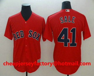 Men's Boston Red Sox #41 Chris Sale Retired Red Stitched MLB Cool Base Jersey