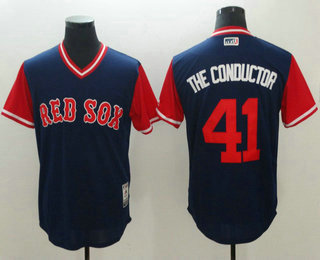 Men's Boston Red Sox #41 Chris Sale The Conductor Navy 2018 LLWS Players Weekend Stitched Nickname Jersey