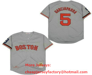 Men's Boston Red Sox #5 Nomar Garciaparra Gray 2002 Throwback Jersey
