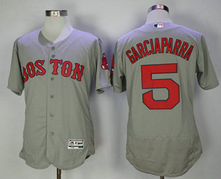 Men's Boston Red Sox #5 Nomar Garciaparra Retired Gray Road Stitched MLB Flex Base Jersey