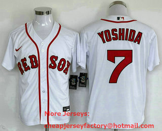 Men's Boston Red Sox #7 Masataka Yoshida White Stitched MLB Cool Base Nike Jersey