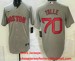 Men's Boston Red Sox #70 Payton Tolle Grey Cool Base Stitched Jersey