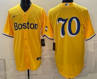 Men's Boston Red Sox #70 Payton Tolle Yellow City Connect Cool Base Jersey