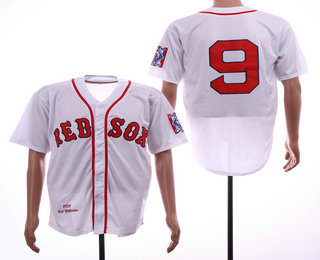 Men's Boston Red Sox #9 Ted Williams 1939 White Throwabck Jersey
