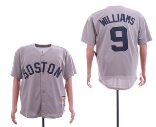 Men's Boston Red Sox #9 Ted Williams Gray Mitchell & Ness Throwback Jersey