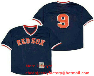Men's Boston Red Sox #9 Ted Williams Navy Mesh Throwback Jersey