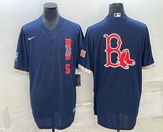 Men's Boston Red Sox Big Logo Navy Blue 2021 MLB All Star Stitched Cool Base Nike Jersey