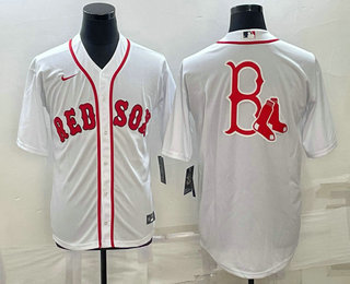 Men's Boston Red Sox Big Logo White Stitched MLB Cool Base Nike Jersey