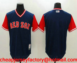 Men's Boston Red Sox Blank Navy 2017 Little League World Series Players Weekend Stitched Nickname Jersey
