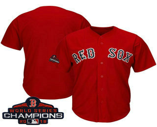 Men's Boston Red Sox Blank Red 2018 MLB World Series Champions Patch Stitched MLB Cool Base Jersey