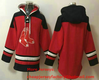 Men's Boston Red Sox Blank Red Ageless Must Have Lace Up Pullover Hoodie