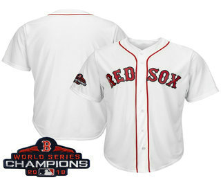 Men's Boston Red Sox Blank White 2018 MLB World Series Champions Patch Home Stitched MLB Cool Base Jersey
