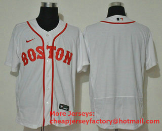Men's Boston Red Sox Blank White Retro Stitched MLB Flex Base Nike Jersey