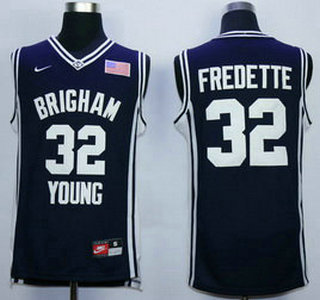 Men's Brigham Young Cougars #32 Jimmer Fredette 2010-11 Navy Blue College Basketball Nike Swingman Jersey
