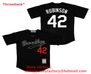 Men's Brooklyn Dodgers #42 Jackie Robinson Black Stitched MLB Cool Base Jersey
