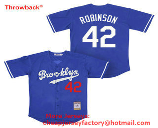 Men's Brooklyn Dodgers #42 Jackie Robinson Blue Stitched MLB Cool Base Jersey