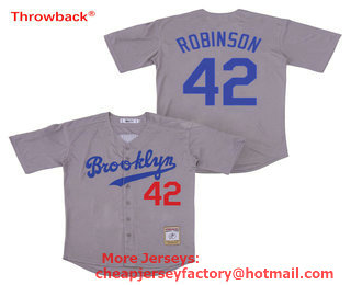 Men's Brooklyn Dodgers #42 Jackie Robinson Grey Stitched MLB Cool Base Jersey