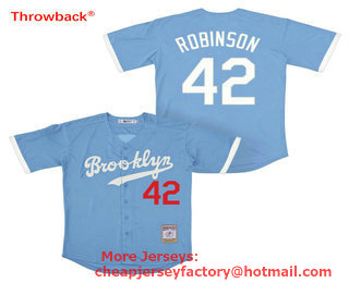 Men's Brooklyn Dodgers #42 Jackie Robinson Light Blue Stitched MLB Cool Base Jersey