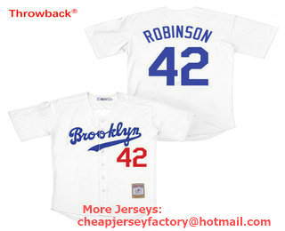 Men's Brooklyn Dodgers #42 Jackie Robinson White Stitched MLB Cool Base Jersey