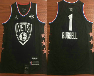 Men's Brooklyn Nets #1 D'Angelo Russell Jordan Brand Black 2019 All-Star Game Swingman Jersey With The Sponsor Logo