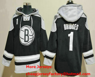 Men's Brooklyn Nets #1 Mikal Bridges Green Ageless Must Have Lace Up Pullover Hoodie
