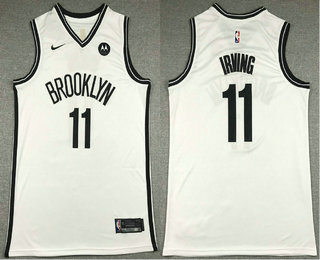 Men's Brooklyn Nets #11 Kyrie Irving 2021 White Swingman Stitched NBA Jersey With The NEW Sponsor Logo