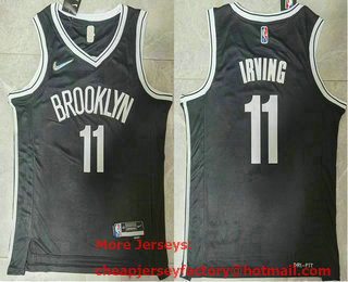 Men's Brooklyn Nets #11 Kyrie Irving 75th Anniversary Diamond Black 2021 Stitched Basketball Jersey