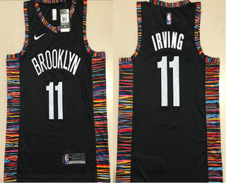 Men's Brooklyn Nets #11 Kyrie Irving Black 2018 ALL Stitched NBA AU City Edition Jersey